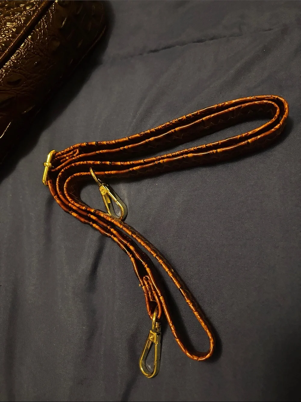 Croc-Embossed Faux Leather Crossbody Handbag, Bag, Purse Brown or Coffee
